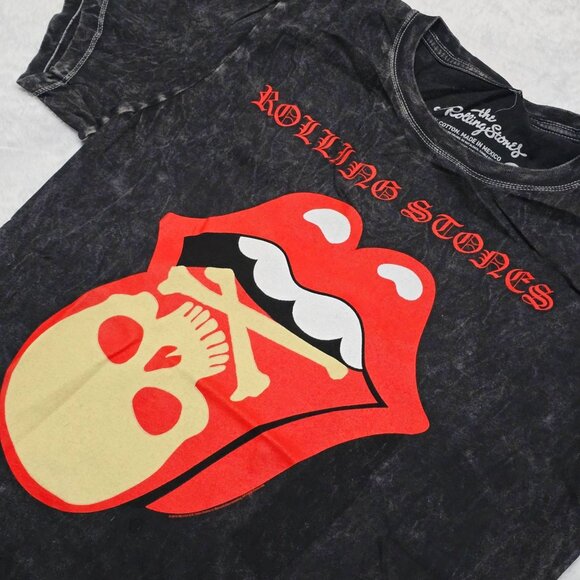Rolling Stones ✦ Skull Tongue Acid Wash T-Shirt ✦ Black Red Yellow Graphic M - Picture 4 of 5